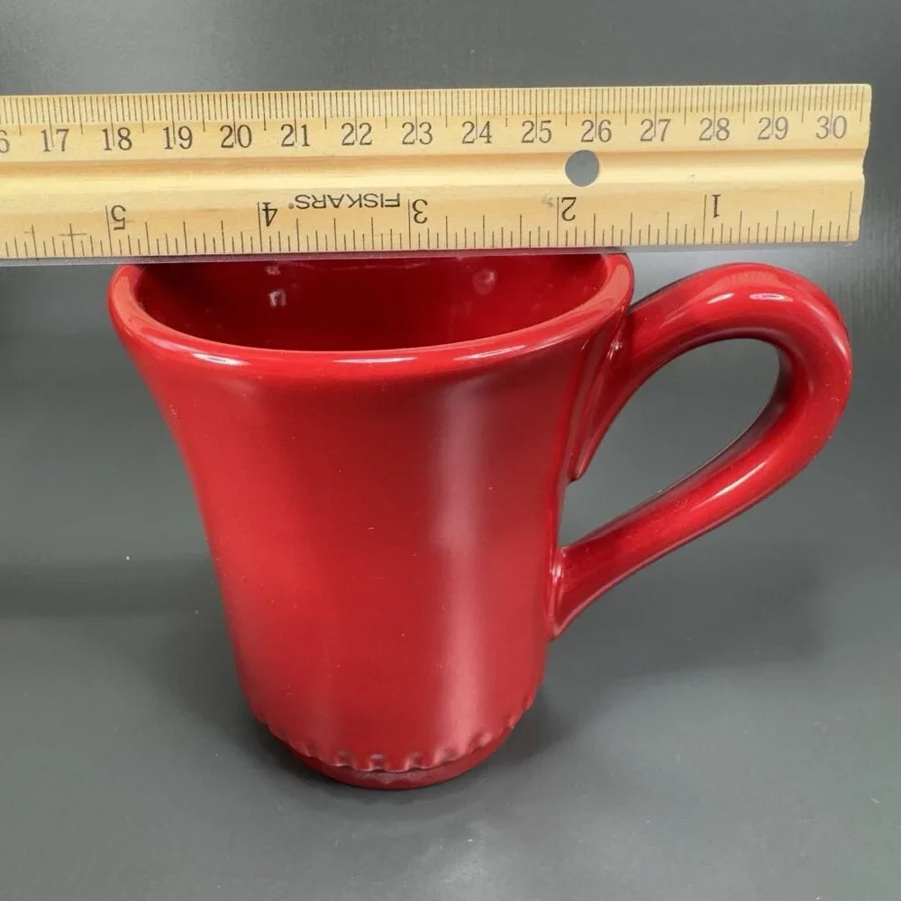 Williams Sonoma Rustic HeartVisit Collection Coffee Mug Cup Beaded Bottom Red‎